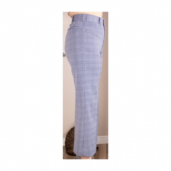 Vintage 60's Blue Checkered Polyester Disco Pants - Picture 3 of 4